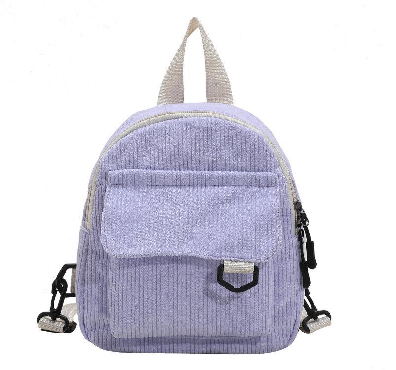 Cute Corduroy Backpack With Small Cosmetic Bag